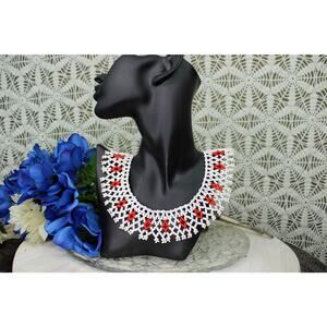 Vintage Native American Glass Seed Bead Collar Necklace